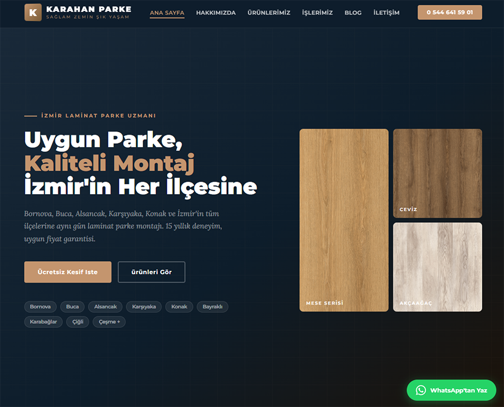 DMU tarafından tasarlanan web sitesi örneği